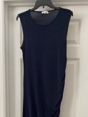 Calvin Klein Women's Sleeveless Side Ruch Midi Dress Size L